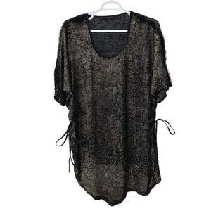 Nico Didonna London Black Dress Women's Gold Metallic Tunic Chainmail New Year